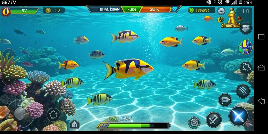 Tampilan gameplay seru di 567TV dengan berbagai jenis ikan.