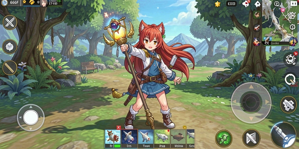 Screenshot utama 666F menampilkan gameplay penuh aksi dalam dunia anime.