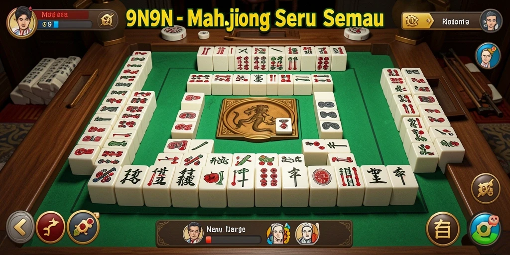 Tampilan gameplay seru dalam 9N9N yang menampilkan Mahjong.