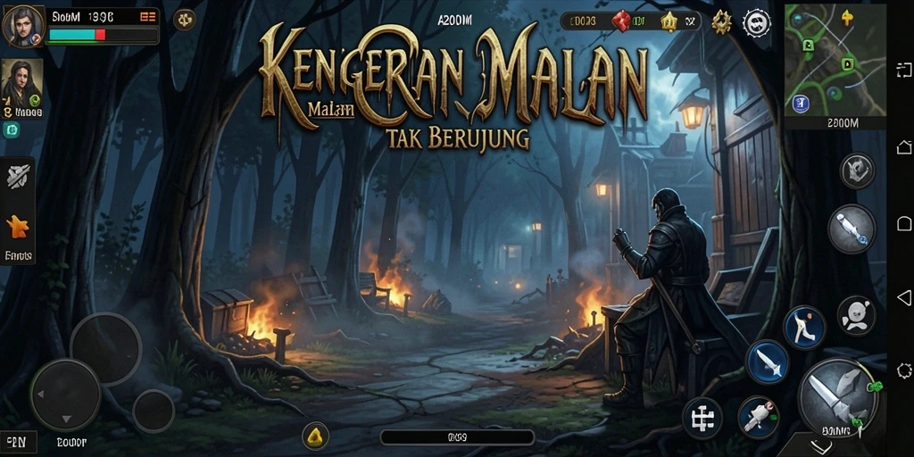 Tampilan gameplay A200M dengan suasana horror yang mencekam.