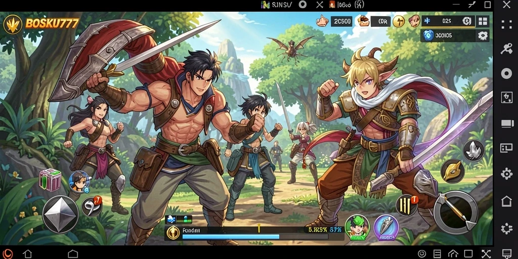 Tampilan gameplay seru dari BOSKU777 dengan karakter anime yang menawan.