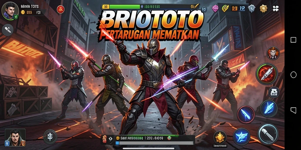 Gambar tampilan gameplay BRIOTOTO dengan aksi pertarungan yang seru.
