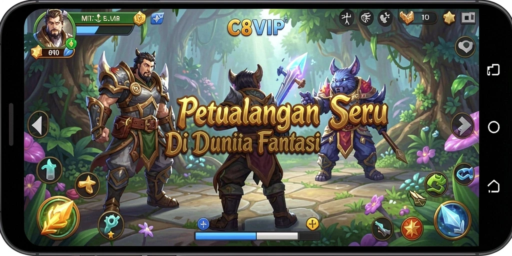 Tampilan gameplay seru dari C8VIP: eksplorasi dunia fantasi.