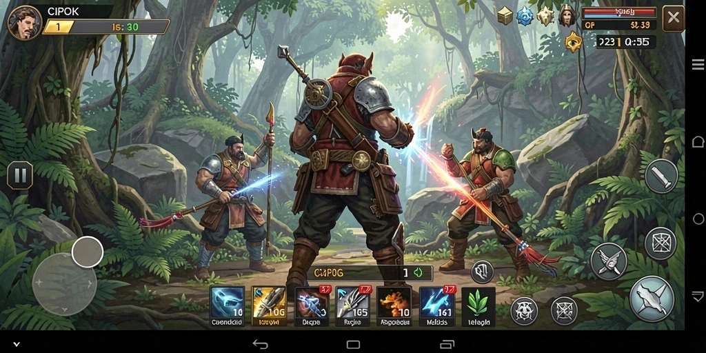 Tampilan gameplay <strong>CIPOK</strong> yang memikat dengan pertempuran strategi yang seru.