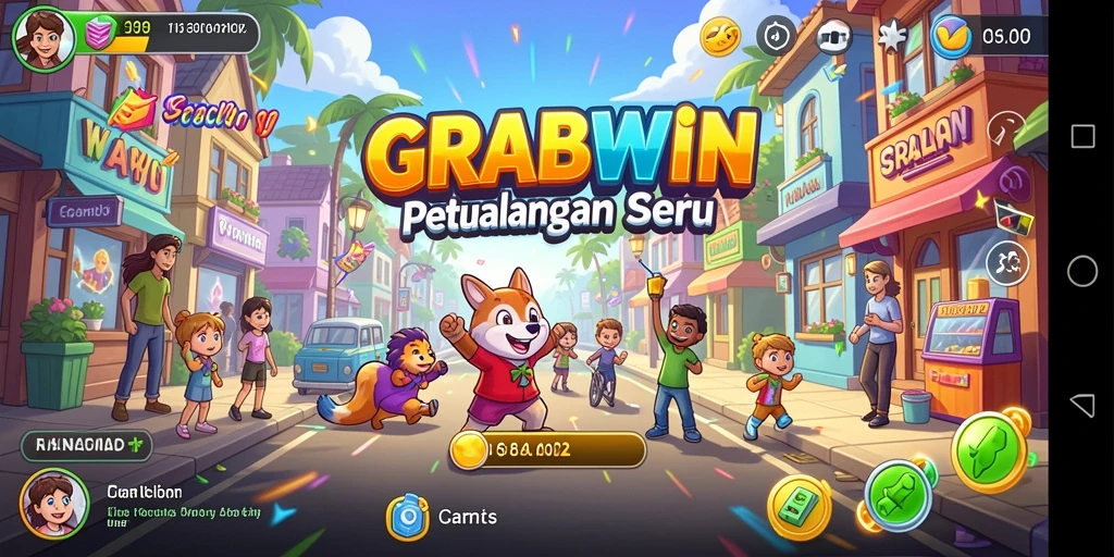 Tampilan menarik dari gameplay GRABWIN dalam level Arcade.