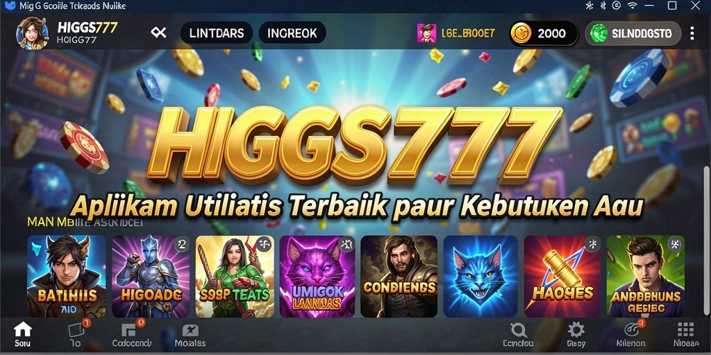 Tampilan antarmuka HIGGS777 yang menarik dan fungsional.