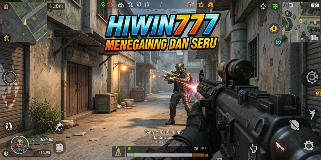 Screenshot gameplay HIWIN777 menampilkan aksi menembak yang intens.