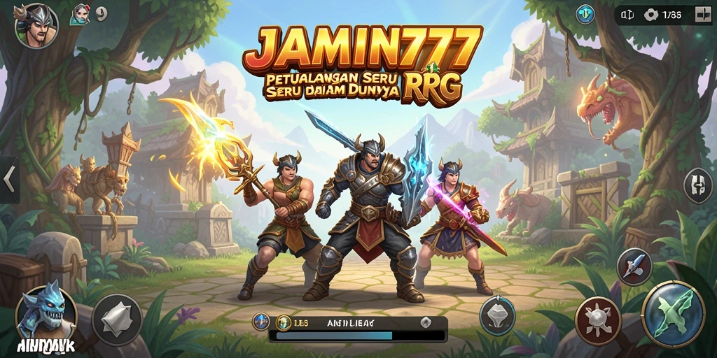 Tampilan gameplay menarik RPG JAMIN777 dengan kerjasama tim yang seru.