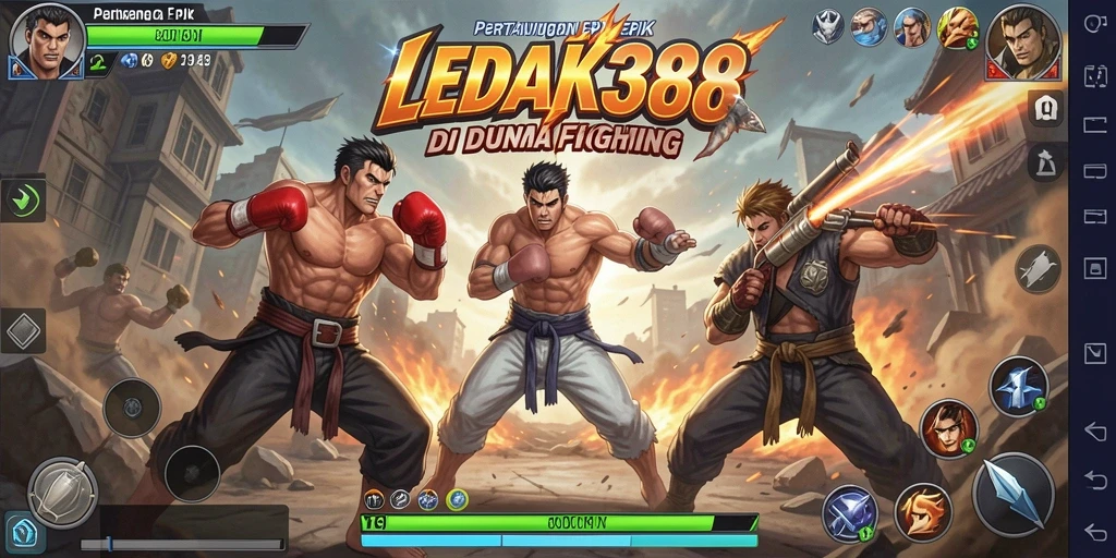 Tampilan gameplay pertarungan yang seru dan mendebarkan di LEDAK388.
