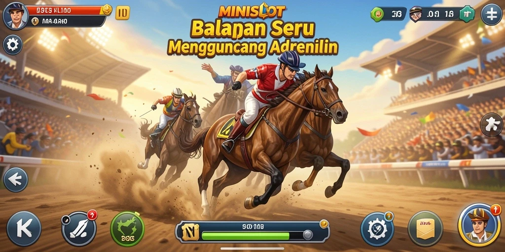 Screenshot gameplay MINISLOT yang menampilkan balapan seru di trek menantang.