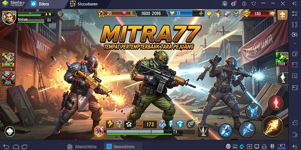 Tampilan gameplay MITRA77 yang mendebarkan dalam pertempuran Battle Royale.