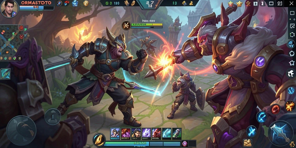 Tangkapan layar gameplay <strong>ORMASTOTO</strong> yang menampilkan aksi seru dalam pertempuran MOBA.