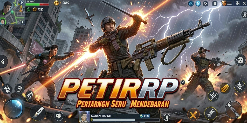 Tangkapan layar menunjukkan aksi seru dalam permainan PETIRRP.