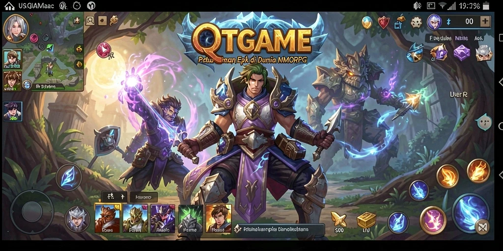 Screenshot QTGAME menunjukkan aksi seru dalam pertarungan MMORPG.