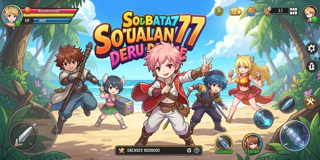 Screenshot dari gameplay SOBAT777 yang penuh aksi dan karakter anime.