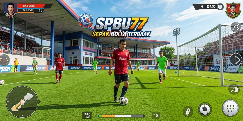 Screenshot gameplay <strong>SPBU77</strong> menampilkan aksi seru di lapangan sepak bola.