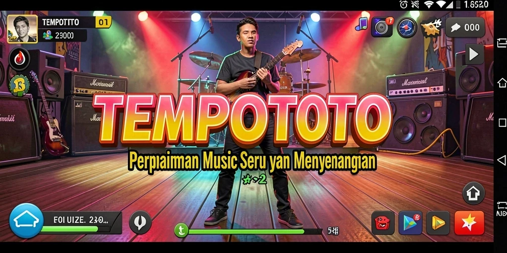 Screenshot TEMPOTOTO menampilkan gameplay seru saat mengikuti irama musik.