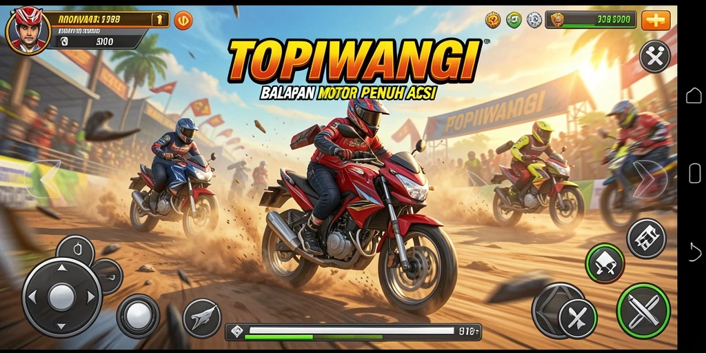 Gameplay balapan motor yang menegangkan dan penuh aksi.