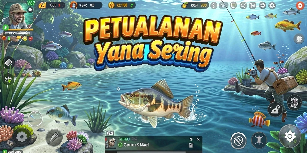 Tangkapan ikan besar dalam gameplay V87 memancing.