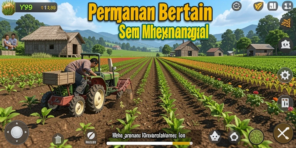 Tampilan gameplay Y89 menampilkan aktivitas bertani yang seru dan menyenangkan.